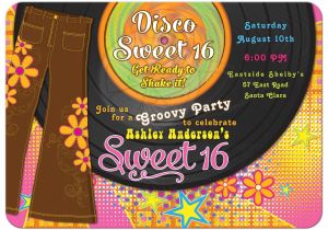 Disco theme Party Invitations 1970s Disco Sweet 16 Invitation Bellbottoms Record Album