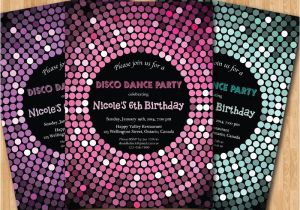 Disco theme Party Invitations Free Disco Dance Party Birthday Invitation Girl Birthday Party