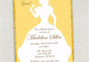 Disney Belle Bridal Shower Invitations Beauty and the Beast Printable Silhouette Birthday Party