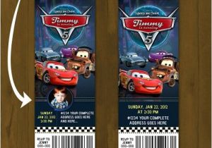 Disney Cars Birthday Invitations Tickets Cars 2 Lightning Mc Queen Ticket Invitation Race Car