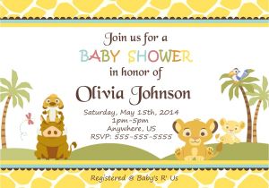 Disney Lion King Baby Shower Invitations Simba Lion King Shower Invitations Baby Shower Custom