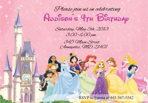 Disney Princess Birthday Invitation Templates Free Disney Princesses Birthday Invitations Disney Princess