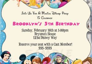 Disney themed Party Invitations Disney Characters Birthday Party Custom by