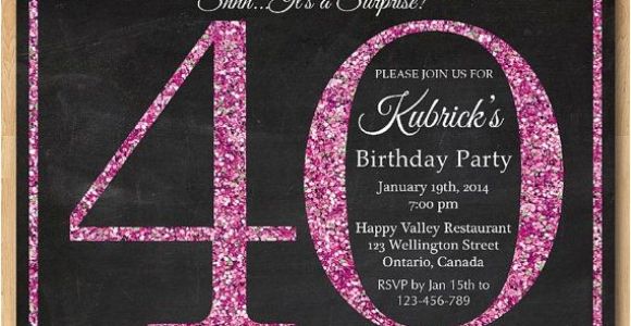 Diy 40th Birthday Invitations 40th Birthday Invitation for Women Pink Glitter Birthday