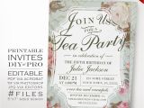 Diy Birthday Invitations Templates Diy Vintage Rose Tea Party theme Birthday Invitation