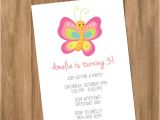 Diy butterfly Birthday Invitations Items Similar to Cute butterfly Birthday Party Invitation