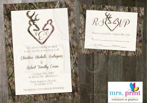 Diy Camo Wedding Invitations Camo Deer Hearts Wedding Invitation Rsvp Card Mrsprint