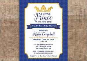 Diy Prince Baby Shower Invitations Little Prince Invitation Royal Blue and Gold by Laprintables
