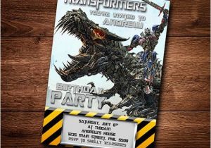 Diy Transformer Birthday Invitations Transformers Dinobot Birthday Card Customized Birthday