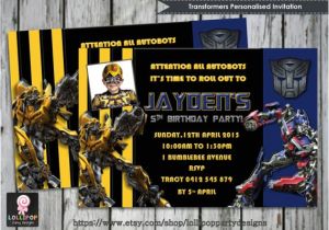 Diy Transformer Birthday Invitations Transformers Invitation Personalised by Lollipoppartydesigns