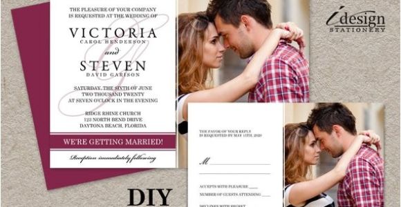 Diy Wedding Invitations and Rsvp Cards Diy Photo Wedding Invitation with Rsvp Card Printable Wedding