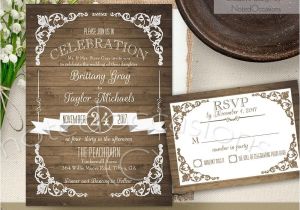 Diy Woodsy Wedding Invitations Rustic Wedding Invitation Printable Set Country Wedding