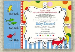 Doctor Seuss Baby Shower Invitations Dr Seuss Baby Shower Invitation E Fish Two Fish Boy or Girl