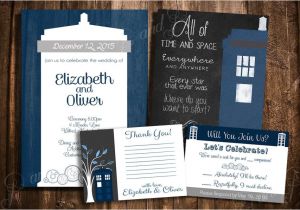 Doctor who Wedding Invitation Template Doctor who Tardis Wedding Invitation Set Personalized