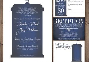 Doctor who Wedding Invitation Template Doctor who Tardis Wedding Invitation Set White Printable