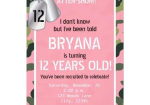 Dog Tag Birthday Invitations Pink Army Dog Tags Camouflage Party Invitations