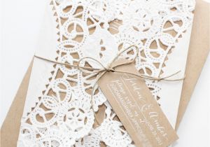 Doily Wedding Invitation Template Rustic Kraft Paper Doily Invitations