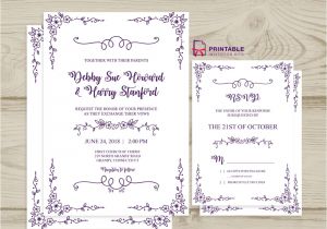 Doodle Wedding Invitation Template Doodle Floral Border Invitation and Rsvp Wedding