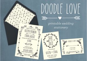 Doodle Wedding Invitation Template Whimsical Hand Drawn Diy Wedding Invitation Collection