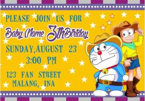 Doraemon Birthday Invitation Template Doraemon Western Birthday Invitations Doraemon by