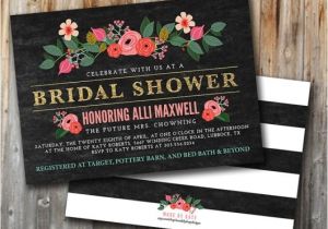 Double Bridal Shower Invitations Glitter and Floral Bridal Shower Invitation Double Sided