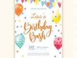 Download Birthday Invitation Template Watercolor Style Birthday Invitation Template Vector