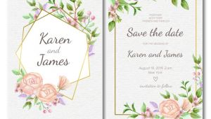 Download Wedding Invitation Template Floral Wedding Invitation Template with Golden Frame