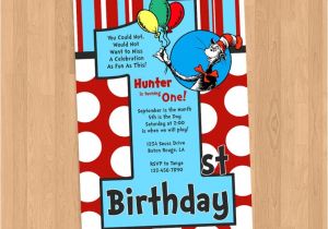 Dr Seuss 1st Birthday Party Invitations Dr Seuss 1st Birthday Invitation Diy Printable