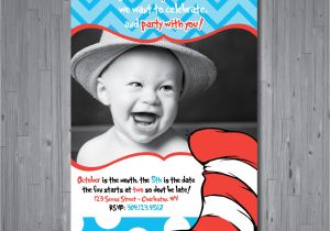 Dr Seuss 1st Birthday Party Invitations Dr Seuss Birthday Invitation First Birthday by Abbyreesedesign
