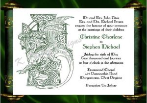 Dragon Wedding Invitations Dragon Invitation Rsvp Celtic Dragon Wedding Invitation