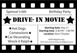 Drive In Movie Birthday Party Invitations Drive In Movie Birthday Party Ideas by Simplistically Sassy