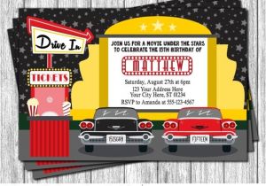 Drive In Movie Birthday Party Invitations Drive In Movie Party Invitation Drive In Birthday