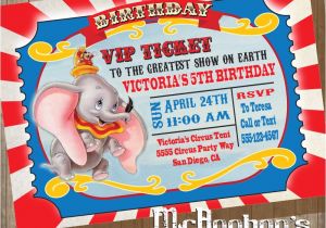 Dumbo Birthday Party Invitations Dumbo Birthday Party Vip Circus Ticket Invitation
