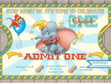 Dumbo Birthday Party Invitations Dumbo Circus Ticket Style Birthday Invitations Dumbo