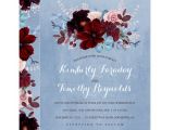 Dusty Blue and Cranberry Wedding Invitations Burgundy and Dusty Blue Floral Elegant Wedding Card