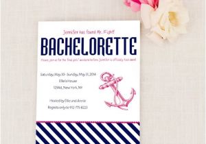 E Invites Bachelorette Party Navy Blue and Pink Nautical Invitations for Bachelorette