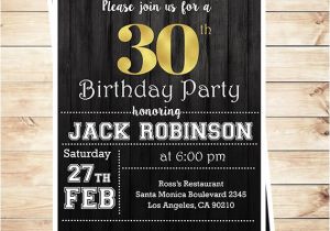 Editable 30th Birthday Invitations 30th Birthday Surprise Party Gold Black Mens 30th