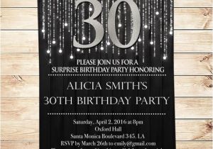 Editable 30th Birthday Invitations Black and Silver 30th Birthday Invitations Party
