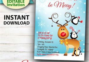 Editable Holiday Party Invitation Editable Christmas Invitation Rudolph Frost Fun Christmas