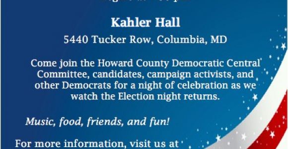 Election Party Invitations Election Night Watch Party at Kahler Hall Howard County
