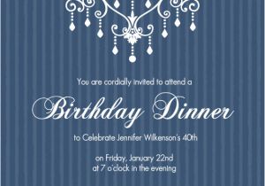 Elegant 40th Birthday Invitation Template 40th Birthday Invitations Elegant Chandelier Blue