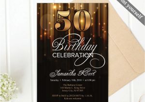 Elegant 40th Birthday Invitation Template Modern Gold and Black 50th Birthday Invitation Template