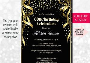 Elegant 60th Birthday Invitation Templates 60th Birthday Invitation 60th Birthday Party Invitation 60th
