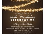 Elegant 60th Birthday Invitation Templates Elegant 60th Birthday Party Gold String Lights Invitation