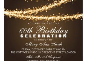 Elegant 60th Birthday Invitation Templates Elegant 60th Birthday Party Gold String Lights Invitation