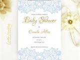 Elegant Baby Shower Invitations for Girls Elegant Baby Shower Invitation Blue From Lemonwedding On