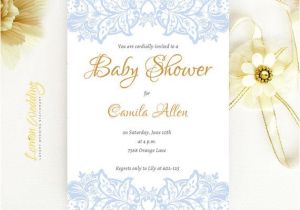 Elegant Baby Shower Invitations for Girls Elegant Baby Shower Invitation Blue From Lemonwedding On
