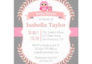 Elegant Baby Shower Invitations for Girls Elegant Owl Baby Girl Shower 4 25 Quot X 5 5 Quot Invitation Card