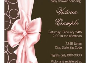 Elegant Baby Shower Invitations for Girls Pink Brown Bow Elegant Baby Girl Shower 5 25 Quot Square