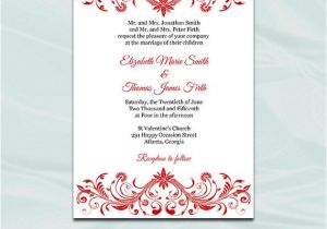 Elegant Birthday Invitation Templates Free Printable Red Wedding Invitation Template Diy Elegant Bridal Shower